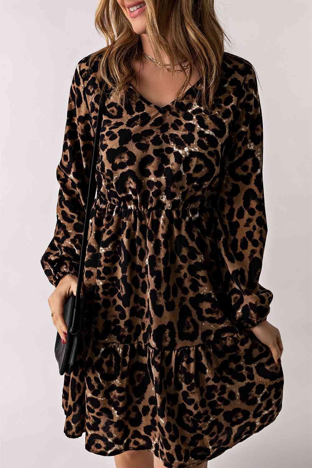 Elegant leopard print dress ladies