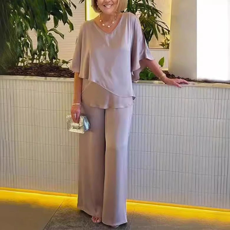 Comfortable wide trousers set for simple style