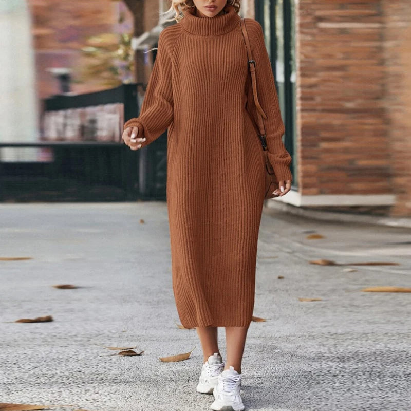 Elegant ladies dress with turtleneck